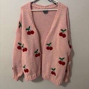 NWT ARULA Pink Cherry Knit Cardigan